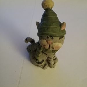 Gary Kitten stripe wearing winter hat small figurine